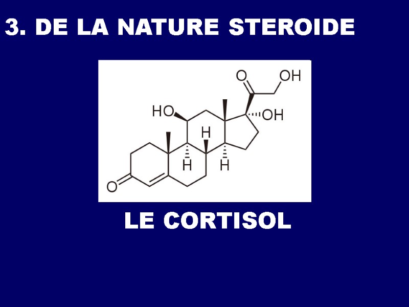 3. DE LA NATURE STEROIDE LE CORTISOL